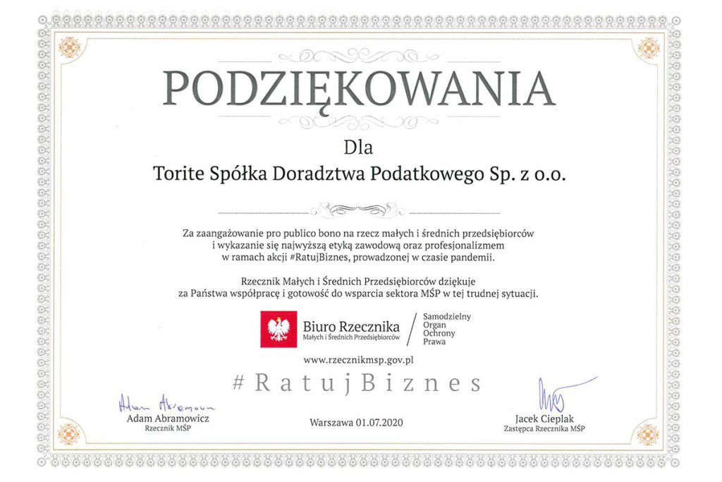 Podziękowania od Rzecznika Małych i Średnich Przedsiębiorców